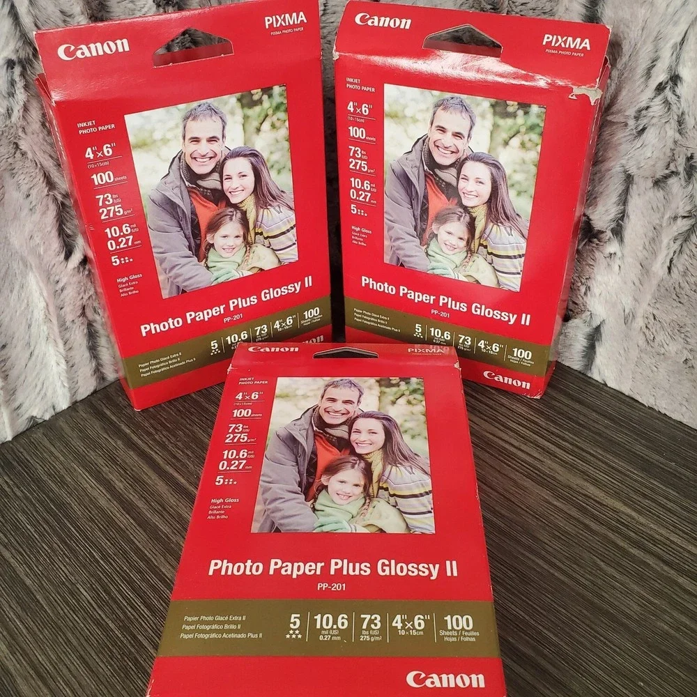 Set of 3 Canon Photo Paper Plus Glossy II PP-201 4